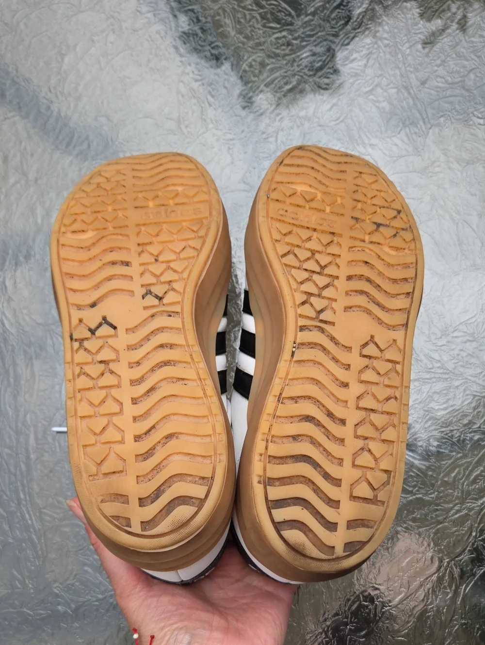 Adidas White Black 3-Stripes Gum Sole Platform Sneakers Unisex Sporty Sz.10 Read